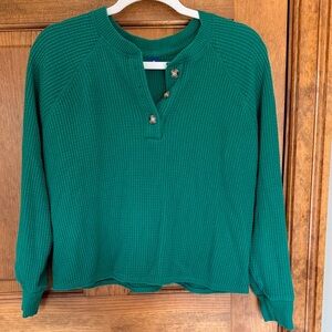 Old Navy Green Waffle Knit Henley Top
